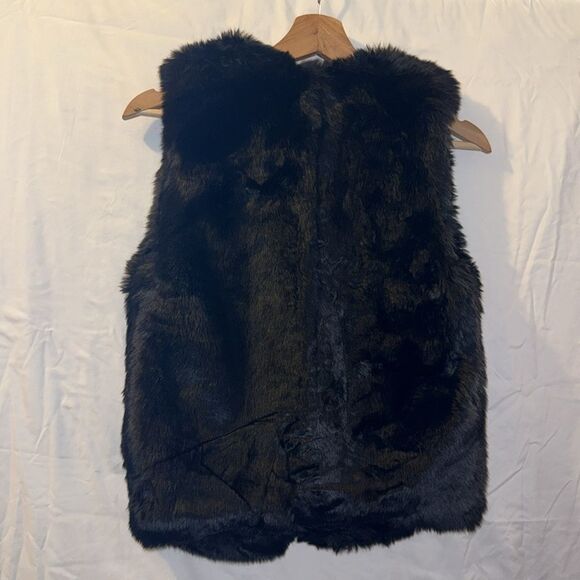 Madewell black faux fur vest hook closure size XS - Picture 10 of 11